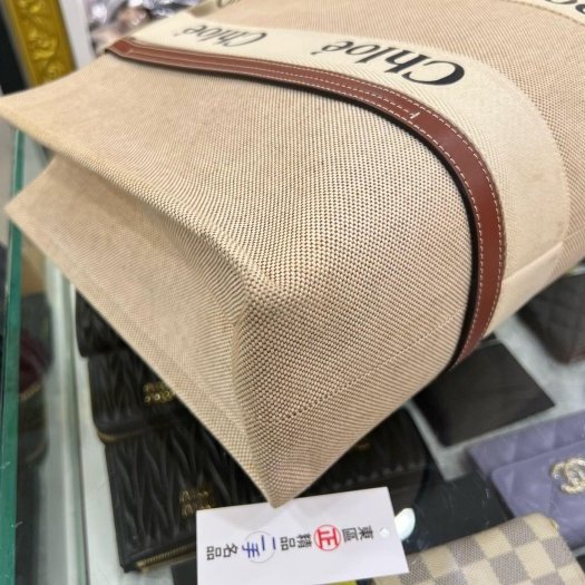 東區正精品㊣Chloe Woody tote 焦糖色邊帆布托特包肩背包手提包購物袋大款 RZ6326-8