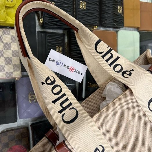東區正精品㊣Chloe Woody tote 焦糖色邊帆布托特包肩背包手提包購物袋大款 RZ6326-9
