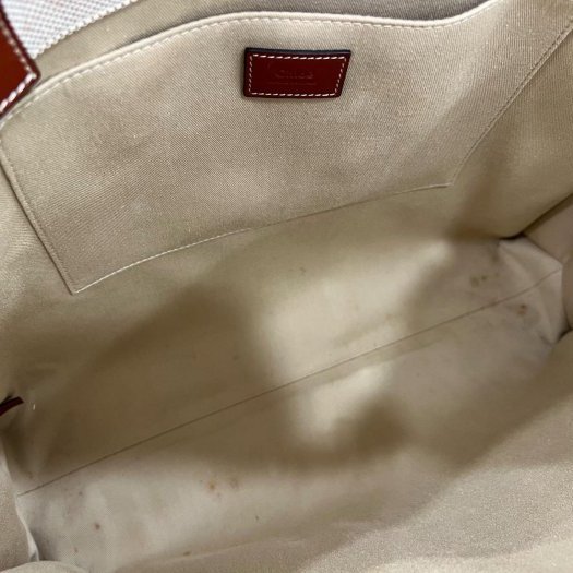 東區正精品㊣Chloe Woody tote 焦糖色邊帆布托特包肩背包手提包購物袋大款 RZ6326-10