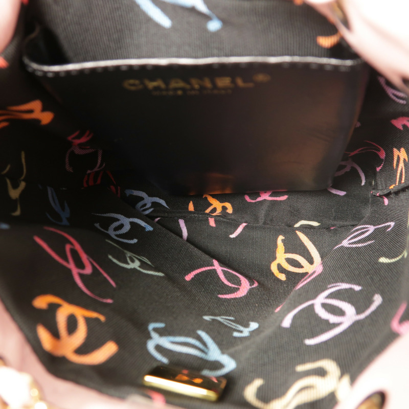 CHANEL 羊皮皮革Backpack金扣背包-4