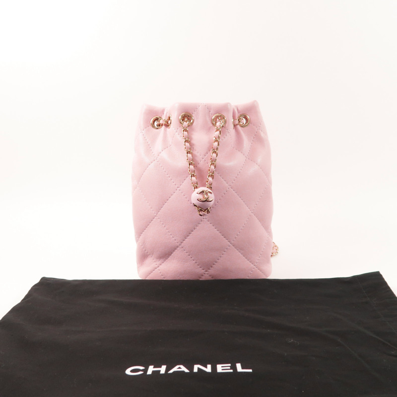 CHANEL 羊皮皮革Backpack金扣背包-8