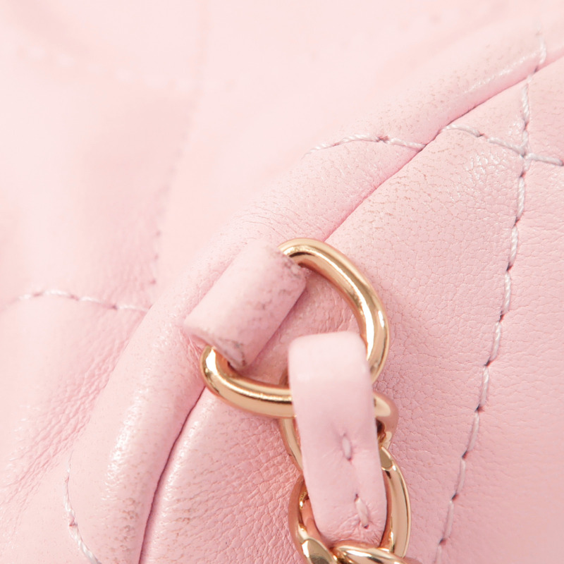 CHANEL 羊皮皮革Backpack金扣背包-14