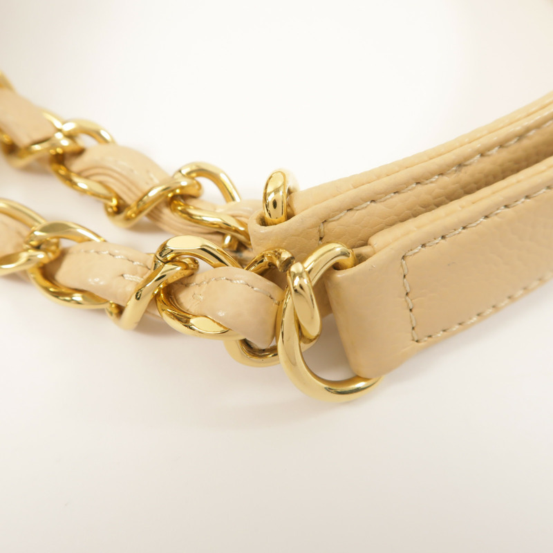 CHANEL 牛皮皮革PST金扣鏈帶肩背袋-14