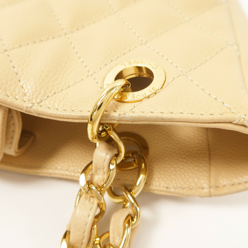 CHANEL 牛皮皮革PST金扣鏈帶肩背袋-15