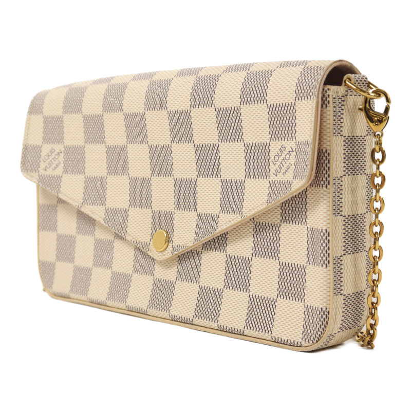 LOUIS VUITTON Damier Azur Felicie Pochette金扣鏈帶手挽肩背兩用袋-2