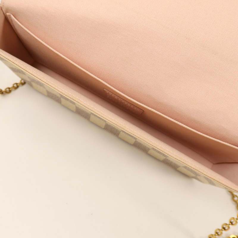 LOUIS VUITTON Damier Azur Felicie Pochette金扣鏈帶手挽肩背兩用袋-5