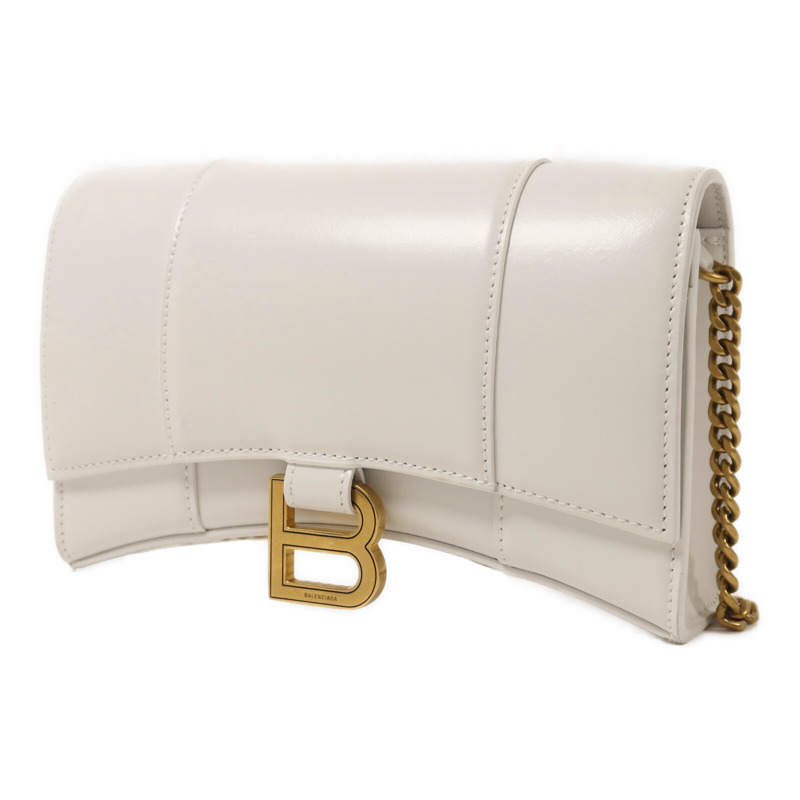 BALENCIAGA 牛皮皮革Hourglass Wallet On Chain金扣鏈帶肩背袋-2