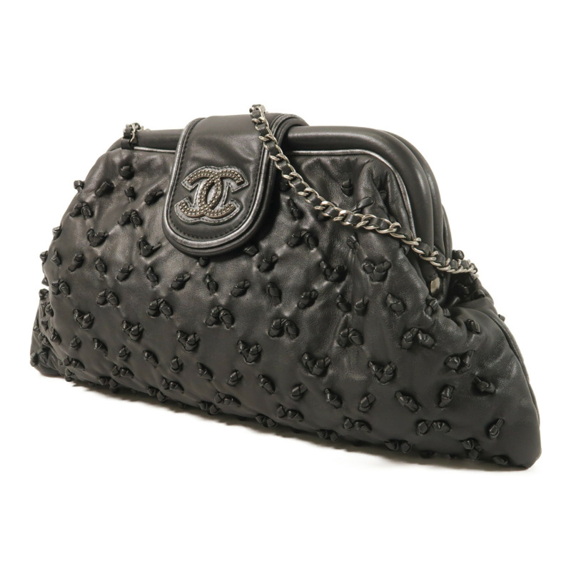 CHANEL 羊皮皮革Chic Knot Clutch Bag鏈帶肩背袋-2