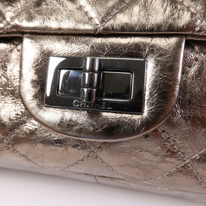 CHANEL 牛皮皮革2.55 Large銀扣鏈帶肩背袋-6