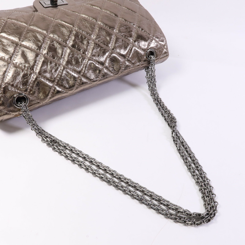 CHANEL 牛皮皮革2.55 Large銀扣鏈帶肩背袋-8