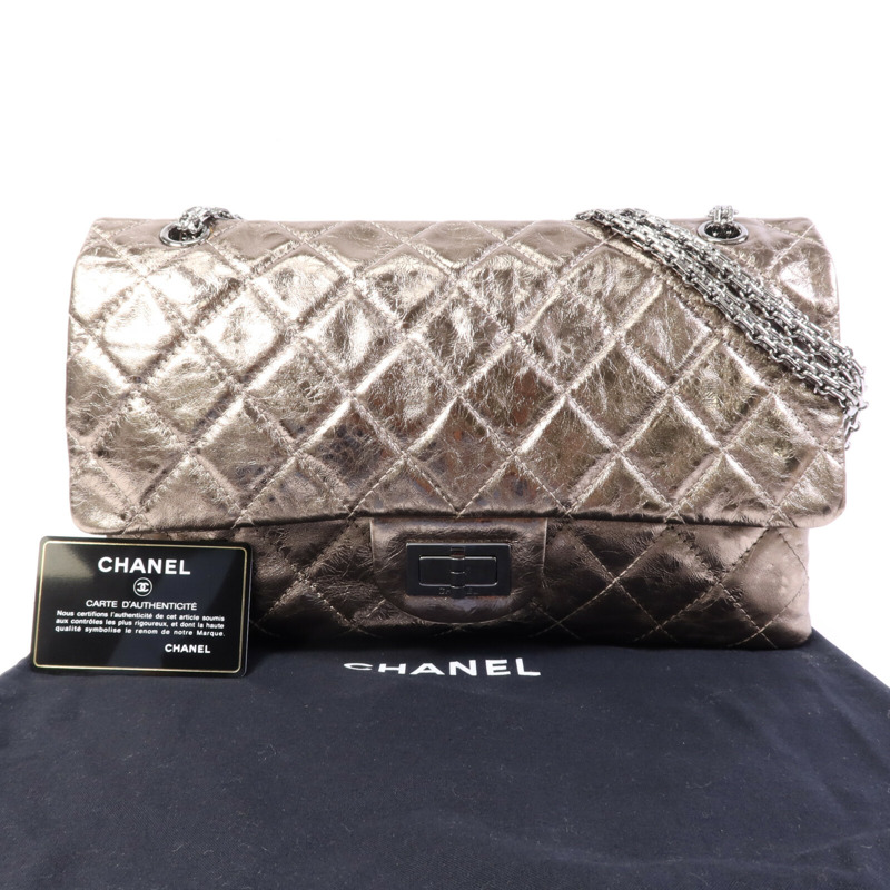 CHANEL 牛皮皮革2.55 Large銀扣鏈帶肩背袋-9