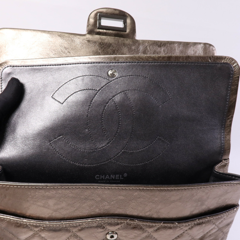 CHANEL 牛皮皮革2.55 Large銀扣鏈帶肩背袋-15