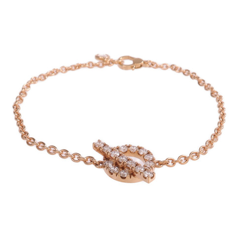 HERMES 18K玫瑰金Finesse Bracelet鑽石手鏈