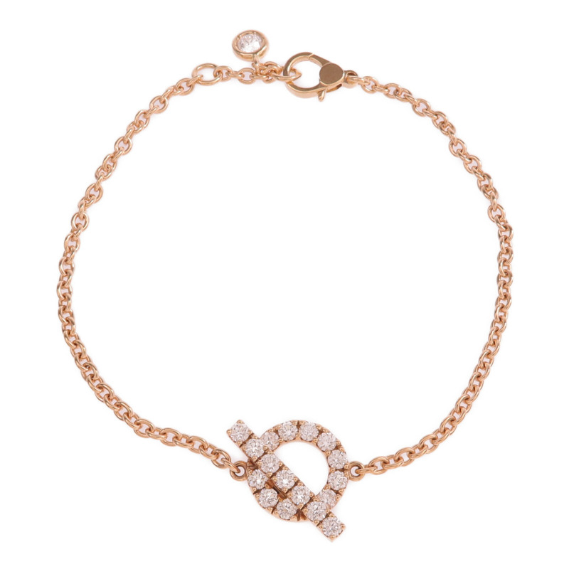 HERMES 18K玫瑰金Finesse Bracelet鑽石手鏈-3