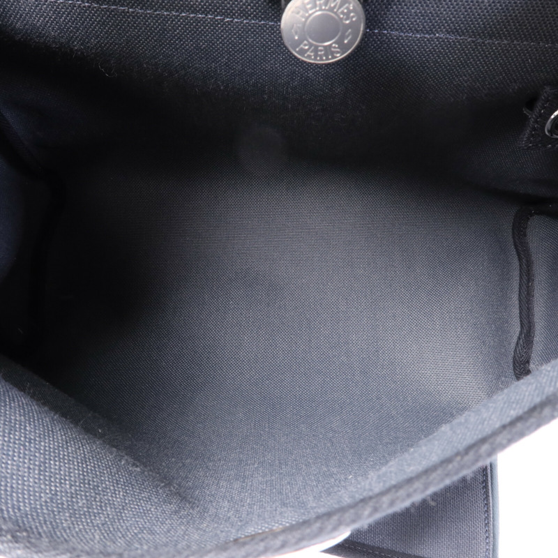 HERMES 皮革/帆布Herbag PM銀扣手挽肩背兩用袋Ardoise-4