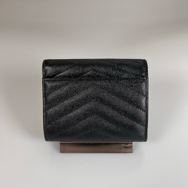 YSL 403943  黑金魚子醬三折短夾-1