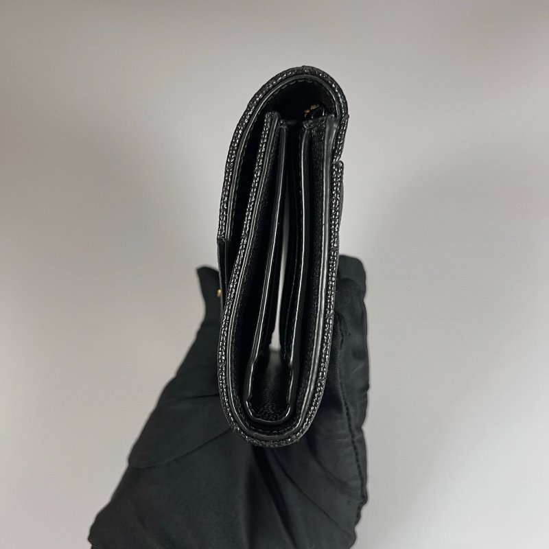 YSL 403943  黑金魚子醬三折短夾-3