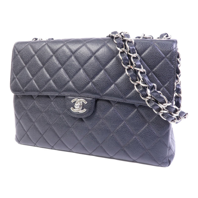 CHANEL 牛皮皮革Vintage Classic Flap Large銀扣鏈帶肩背袋-2