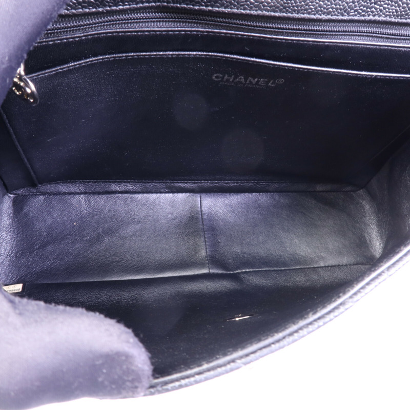 CHANEL 牛皮皮革Vintage Classic Flap Large銀扣鏈帶肩背袋-4