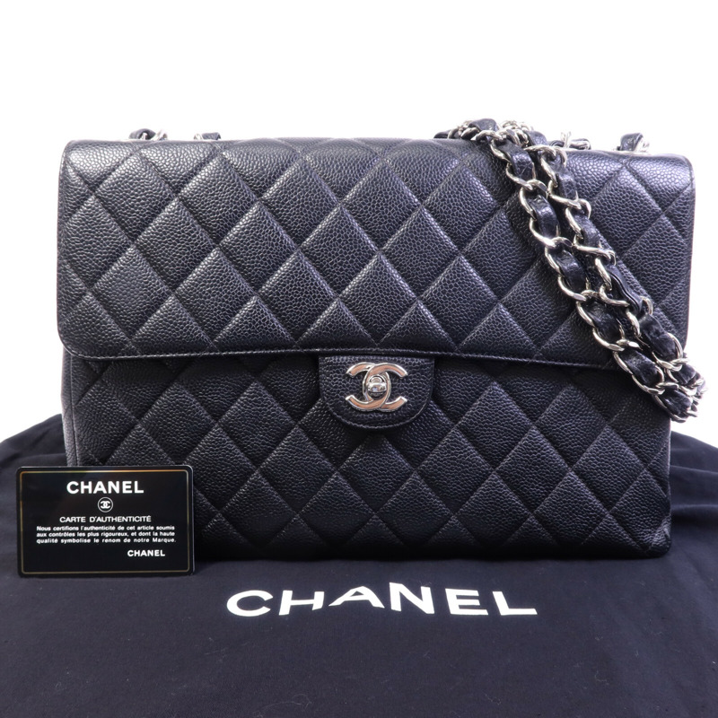 CHANEL 牛皮皮革Vintage Classic Flap Large銀扣鏈帶肩背袋-9