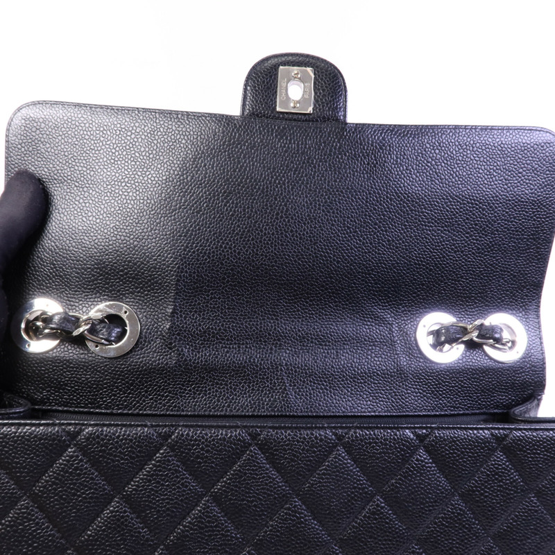 CHANEL 牛皮皮革Vintage Classic Flap Large銀扣鏈帶肩背袋-14