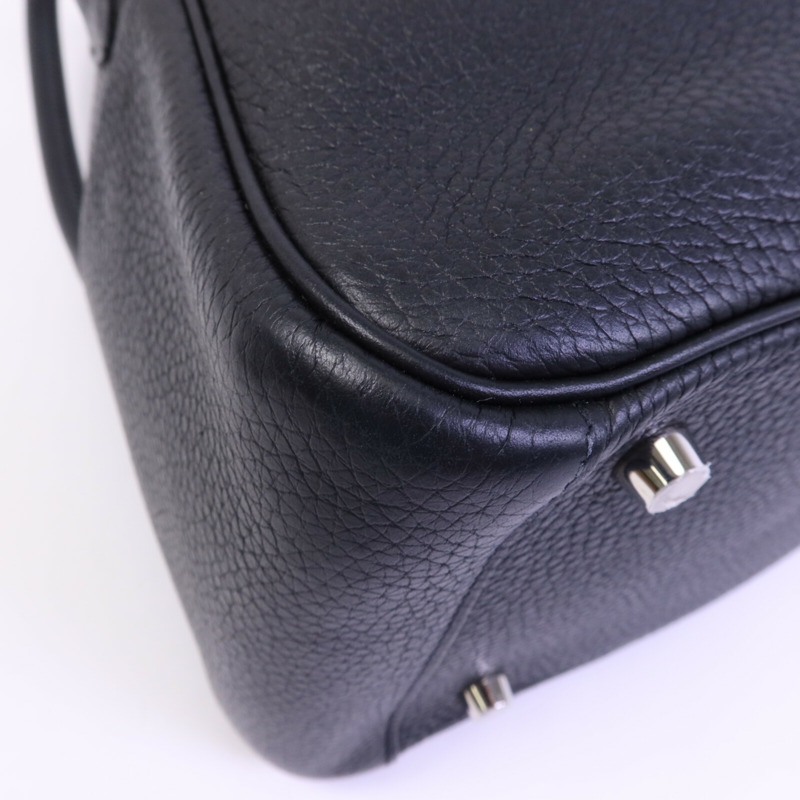 HERMES Clemence皮革Lindy 26手挽肩背兩用袋Noir-10