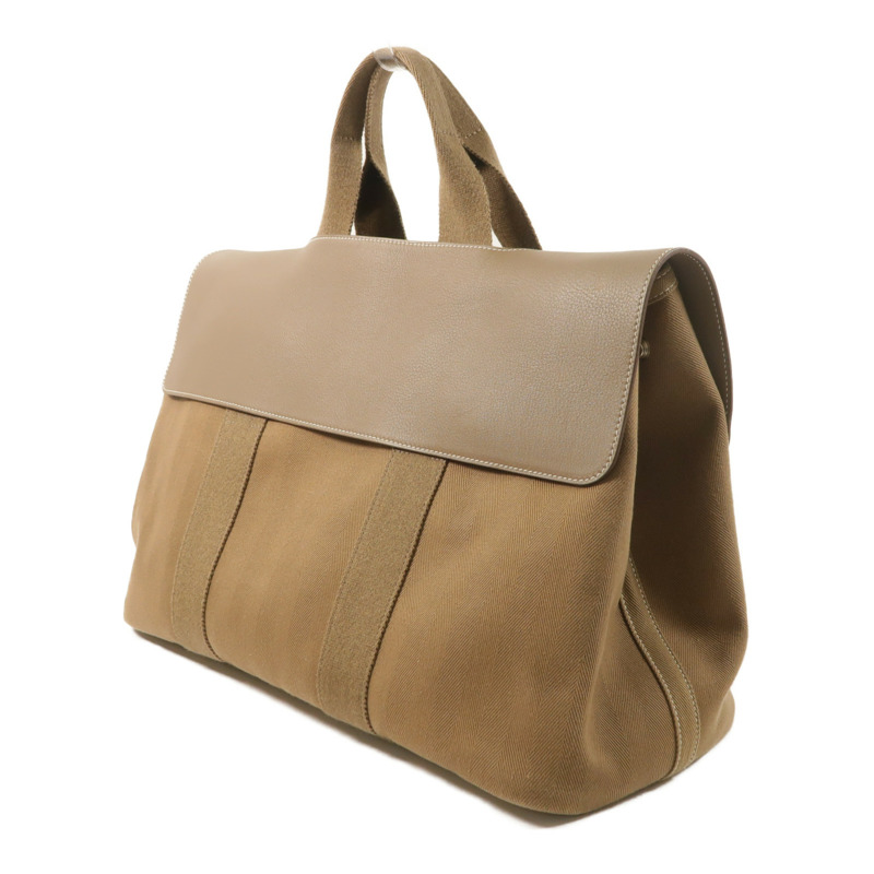 HERMES 帆布Valparaiso銀扣手挽袋Etoupe-2