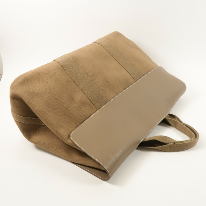 HERMES 帆布Valparaiso銀扣手挽袋Etoupe-7