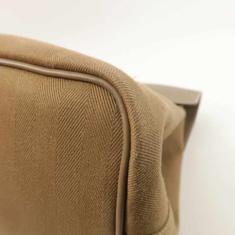 HERMES 帆布Valparaiso銀扣手挽袋Etoupe-9