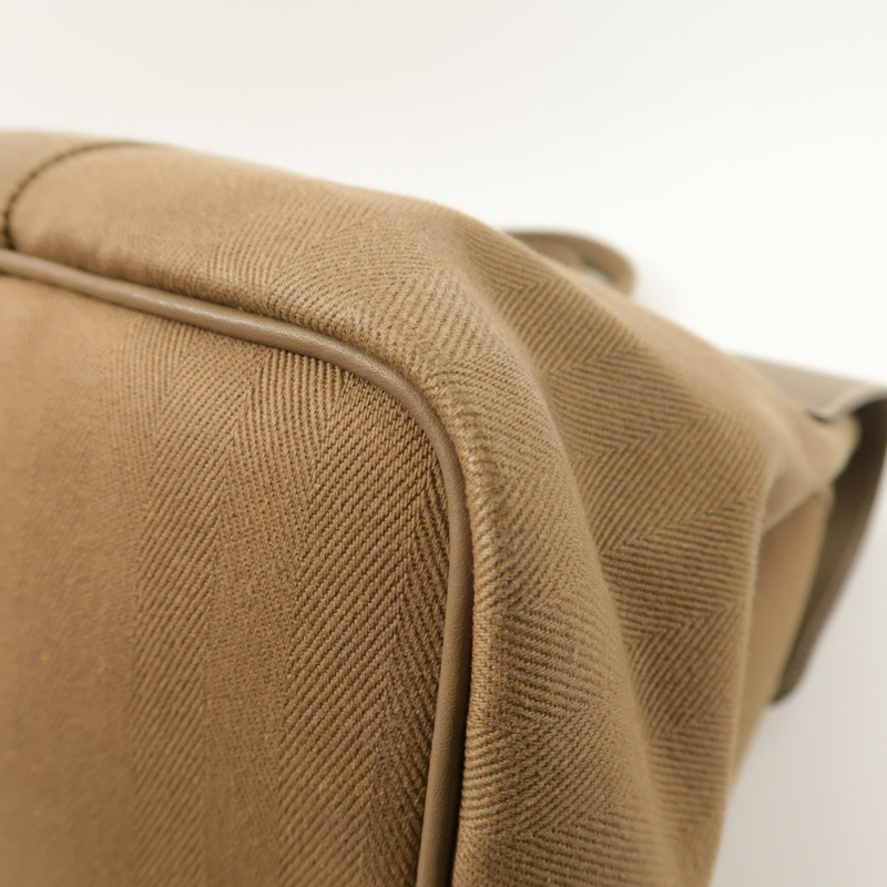 HERMES 帆布Valparaiso銀扣手挽袋Etoupe-11