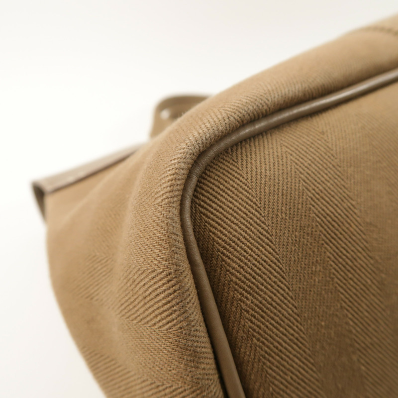 HERMES 帆布Valparaiso銀扣手挽袋Etoupe-12