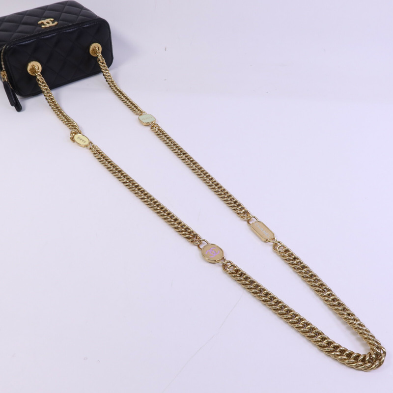 CHANEL 牛皮皮革Vanity Case金扣肩背袋-8