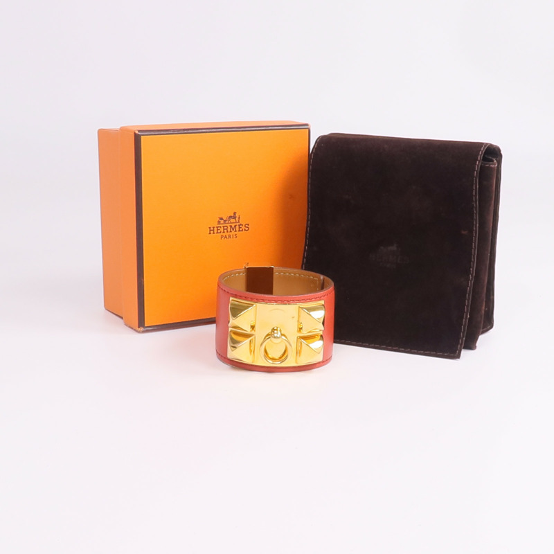 HERMES Swift皮革Collier De Chien CDC金扣手帶Capucine-13