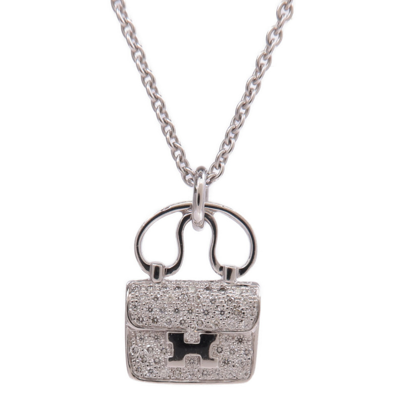 HERMES 18K白金Amulettes Constance Pendant鑽石項鍊-2