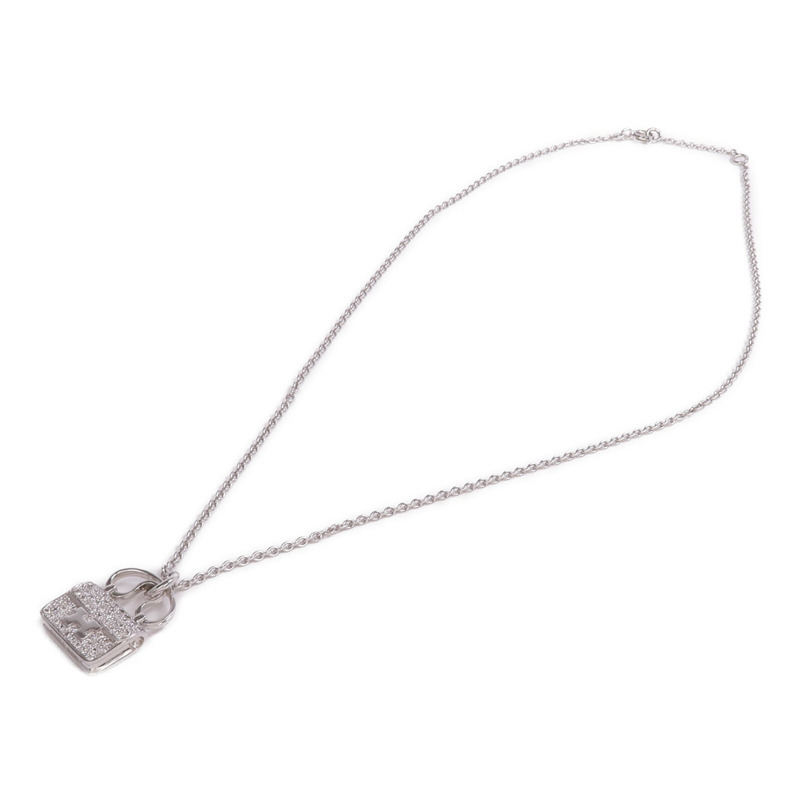HERMES 18K白金Amulettes Constance Pendant鑽石項鍊-3