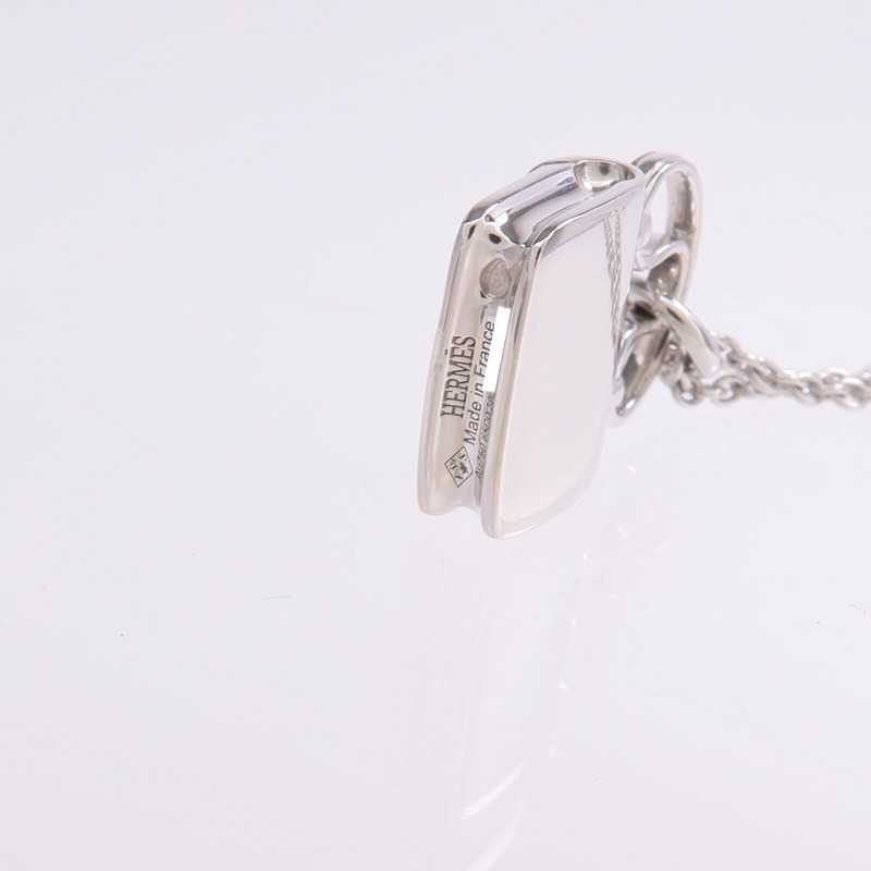 HERMES 18K白金Amulettes Constance Pendant鑽石項鍊-6