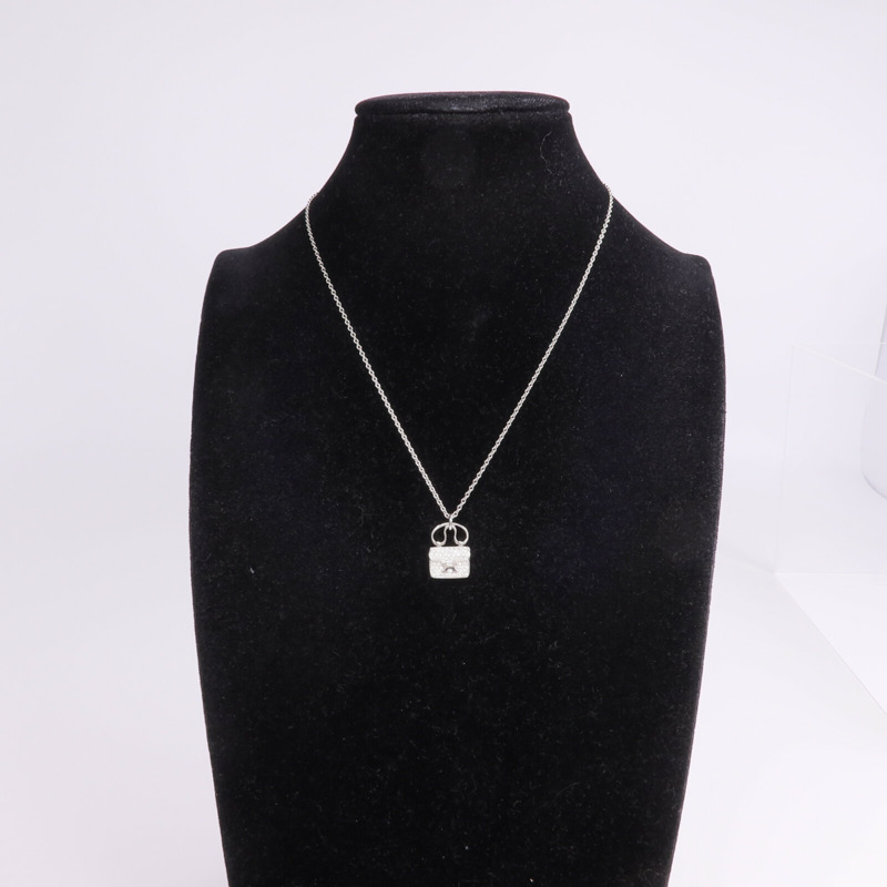 HERMES 18K白金Amulettes Constance Pendant鑽石項鍊-8