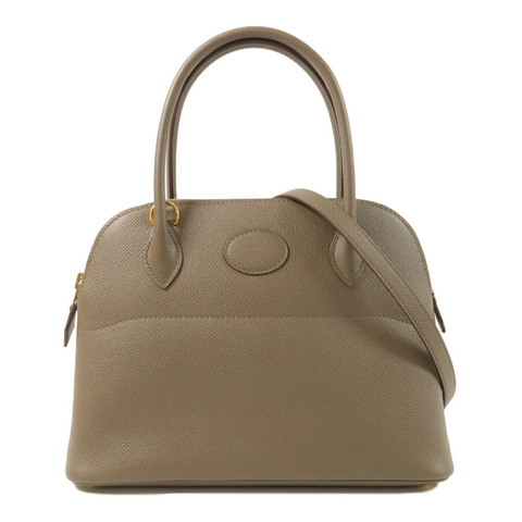 HERMES Epsom皮革Bolide 27金扣手挽肩背兩用袋Etain