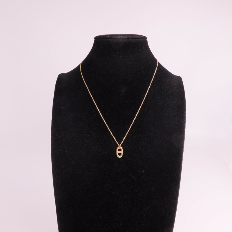 HERMES 18K玫瑰金Farandoie Pendant項鍊-9