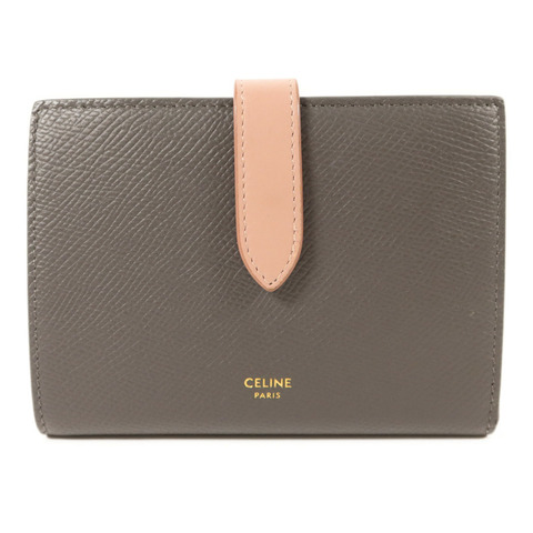 CELINE 牛皮皮革Medium Strap Wallet金扣錢包