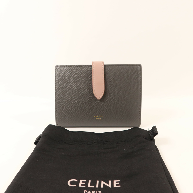 CELINE 牛皮皮革Medium Strap Wallet金扣錢包-9