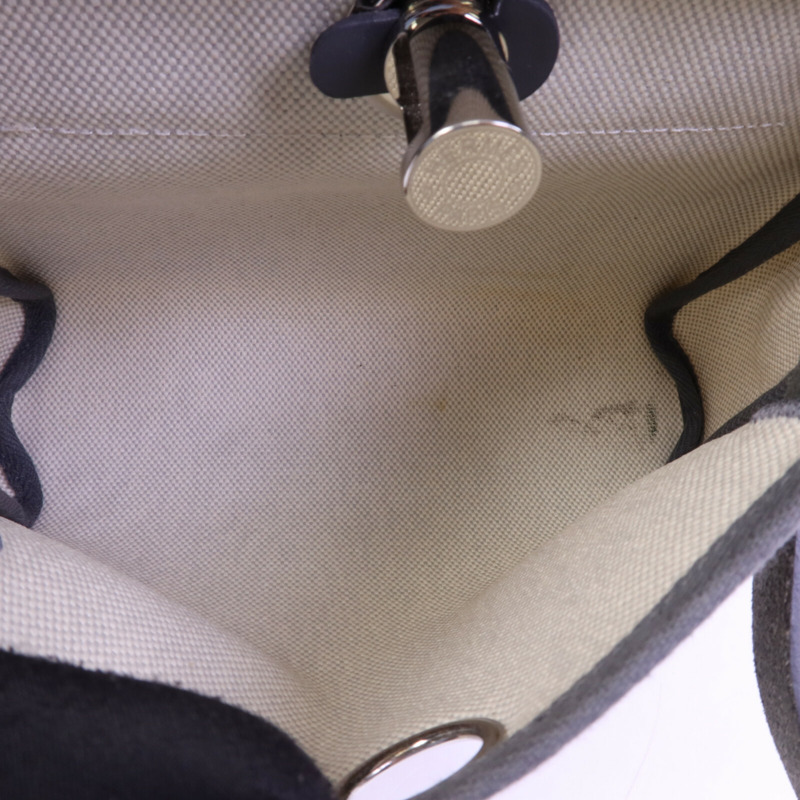 HERMES 帆布Mini Herbag銀扣肩背袋Ardoise-4