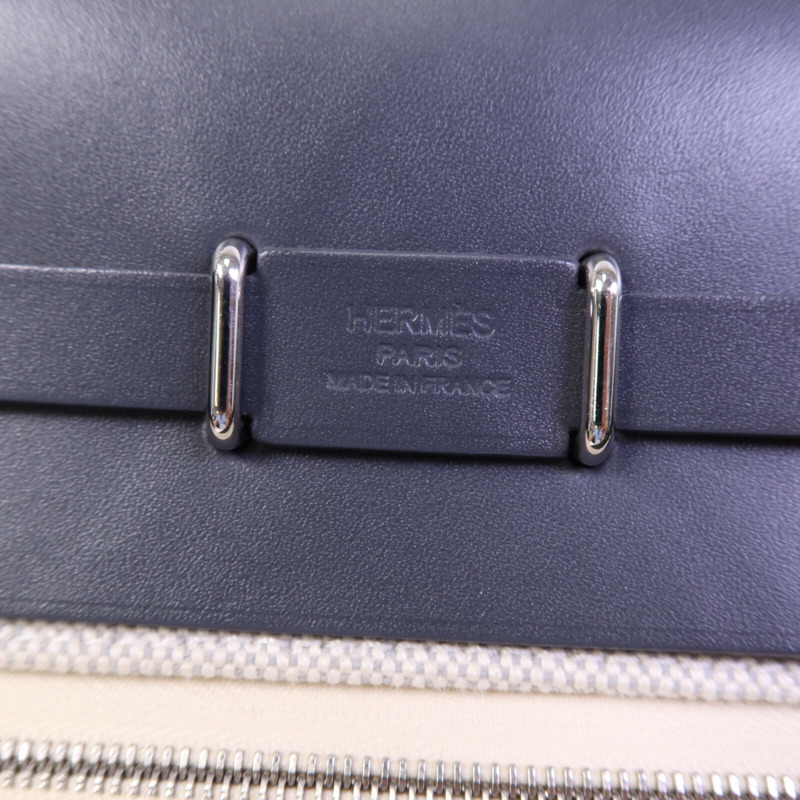 HERMES 帆布Mini Herbag銀扣肩背袋Ardoise-5
