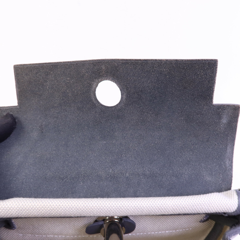 HERMES 帆布Mini Herbag銀扣肩背袋Ardoise-14