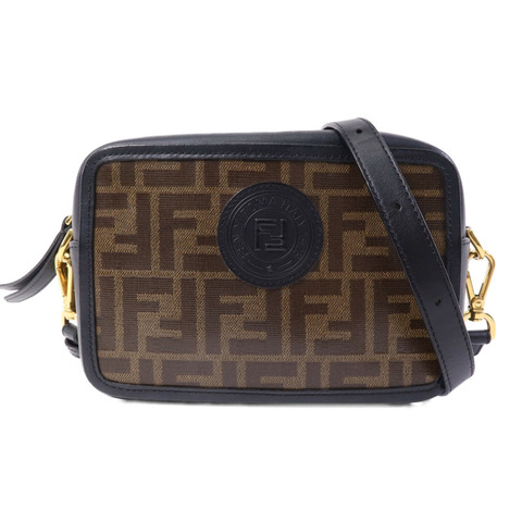 FENDI 塗層帆布Shoulder Bag金扣肩背袋