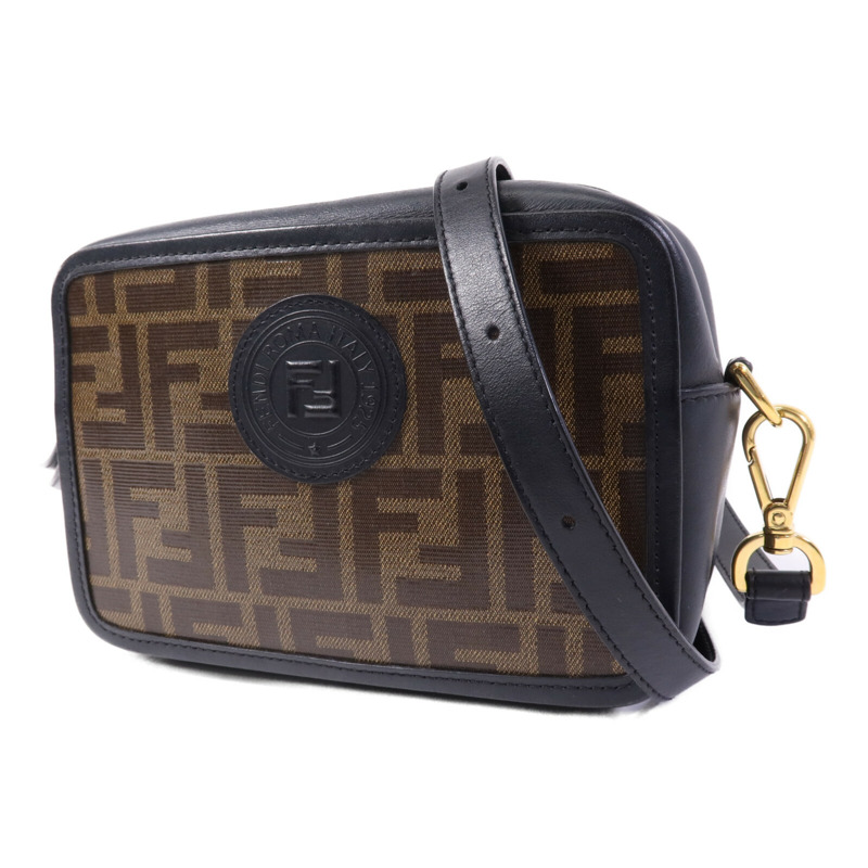 FENDI 塗層帆布Shoulder Bag金扣肩背袋-2