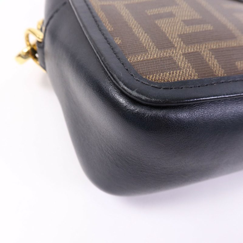 FENDI 塗層帆布Shoulder Bag金扣肩背袋-10