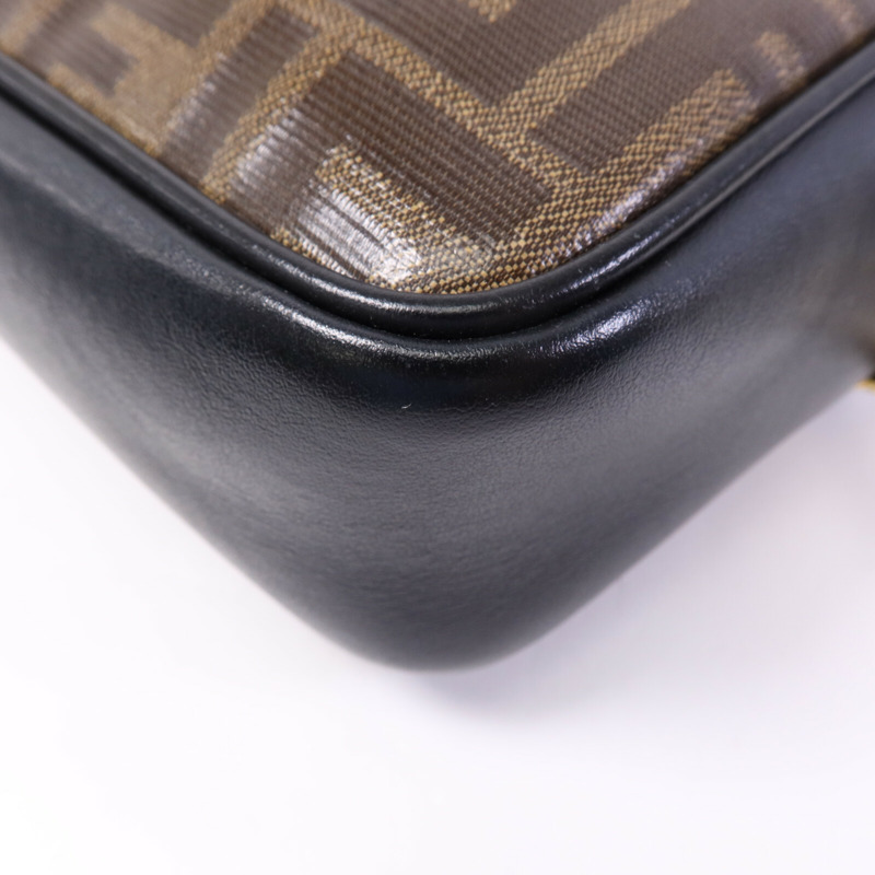 FENDI 塗層帆布Shoulder Bag金扣肩背袋-11