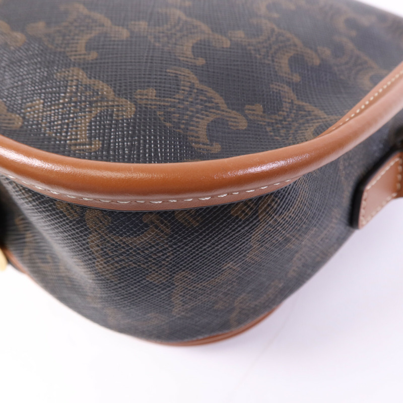 CELINE 塗層帆布Folco金扣肩背袋-11