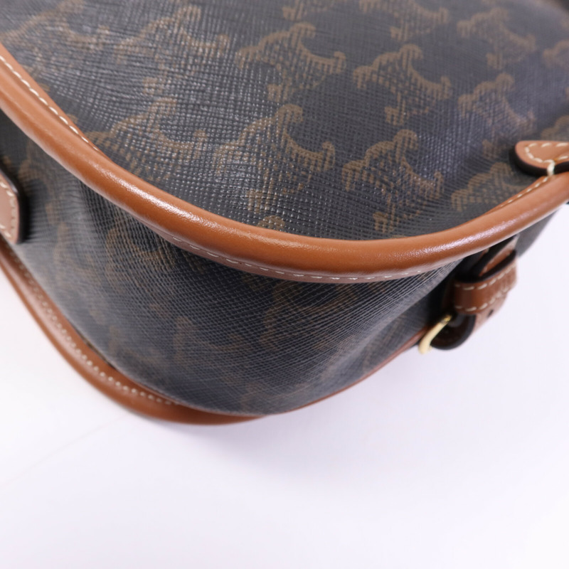 CELINE 塗層帆布Folco金扣肩背袋-12